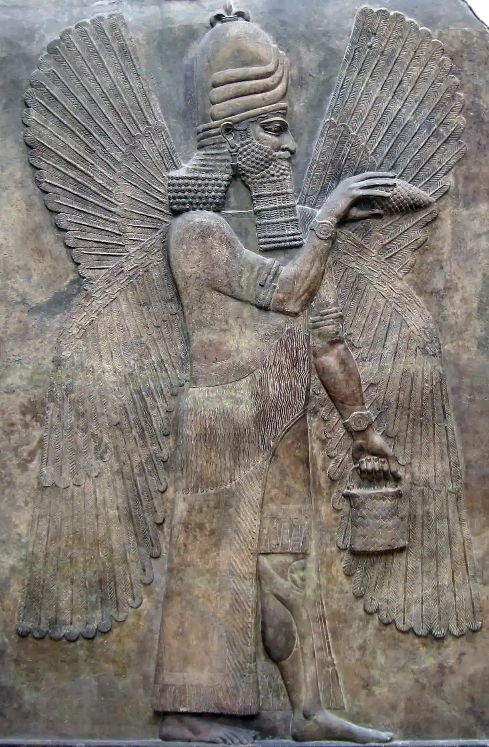 A wall sculpture of the Sumerian god Marduk, head of the Babylonian pantheon.